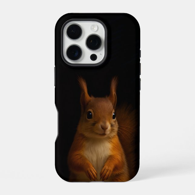 Black 4 Luxe iPhone 16 Pro Case-Mate, Red Squirrel Case (Back)