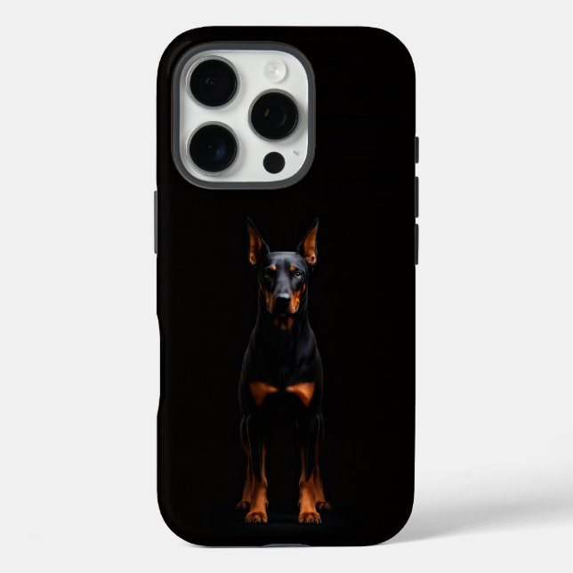 Black 4 Luxe iPhone 16 Pro, Guardian Doberman Dog Case-Mate iPhone Case (Back)