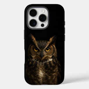 Black 4 Luxe iPhone 16 Pro Mate, Golden Eye Owl iPhone 16 Pro Case