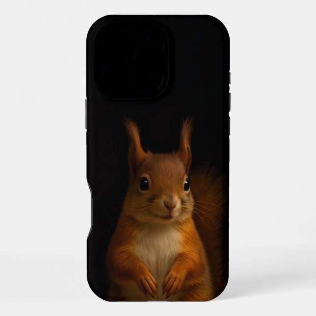 Black 4 Luxe iPhone 16 Pro Max Case, Red Squirrel Case (Back)