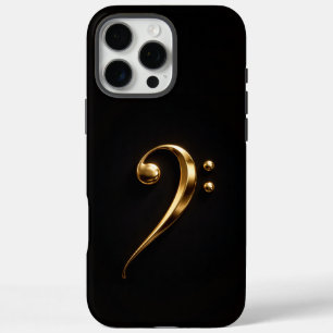 Black 4 Luxe iPhone 16 Pro Max, Golden Bass Clef Max Case