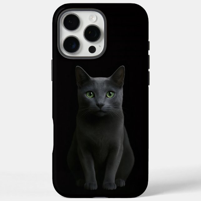 Black 4 Luxe iPhone 16 Pro Max, Russian Blue Cat Case-Mate iPhone Case (Back)