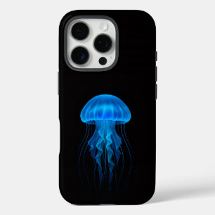 Black 4 Luxe iPhone 16 Pro, Neon Blue Jellyfish iPhone 16 Pro Case