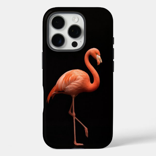 Black 4 Luxe iPhone 16 Pro, Pink Flamingo Bird Case-Mate iPhone Case (Back)