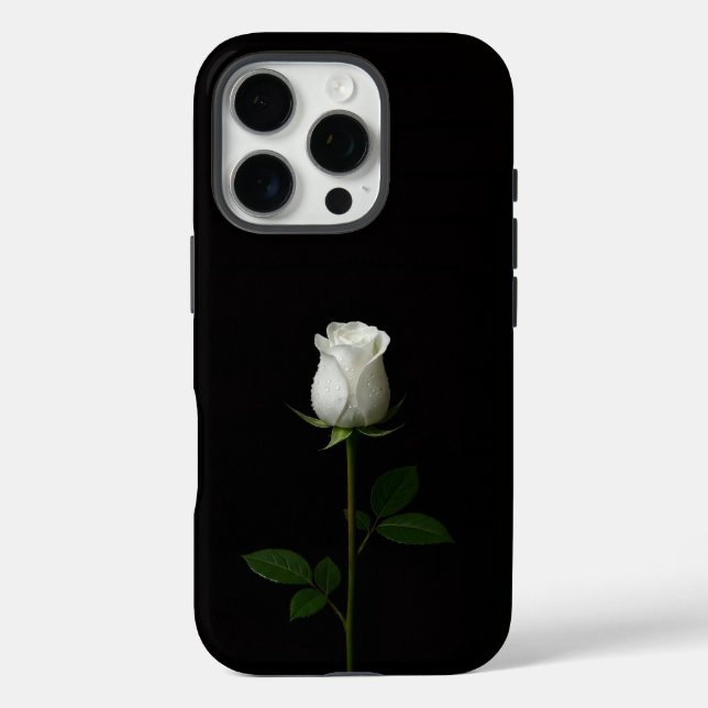 Black 4 Luxe iPhone 16 Pro, Pure White Rose Case-Mate iPhone Case (Back)