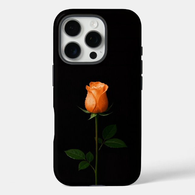 Black 4 Luxe iPhone 16 Pro, Sunset Orange Rose Case-Mate iPhone Case (Back)