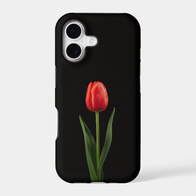Black 4 Luxe iPhone 17 Mate, Ruby Red Tulip (Back)