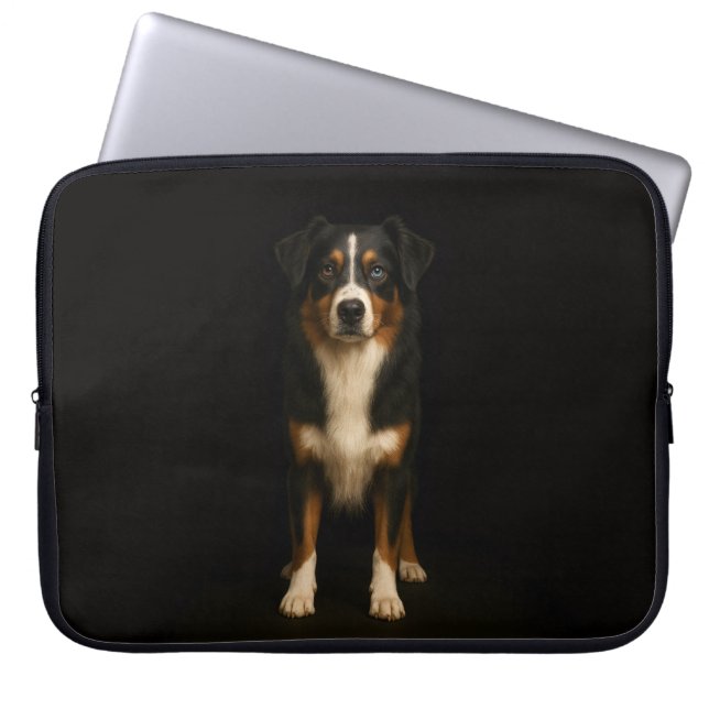 Black 4 Luxe Laptop Sleeve, Aussie Shepherd Dog Sleeve (Front)