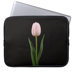 Black 4 Luxe Laptop Sleeve, Blush Pink Tulip Laptop Sleeve