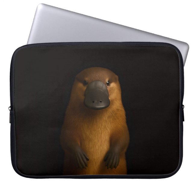 Black 4 Luxe Laptop Sleeve, Elegant Platypus Sleeve (Front)