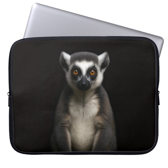 Black 4 Luxe Laptop Sleeve, Gentle Lemur Sleeve (Front)
