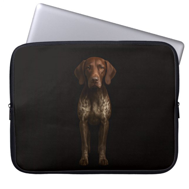 Black 4 Luxe Laptop Sleeve, German Pointer Dog Laptop Sleeve (Front)