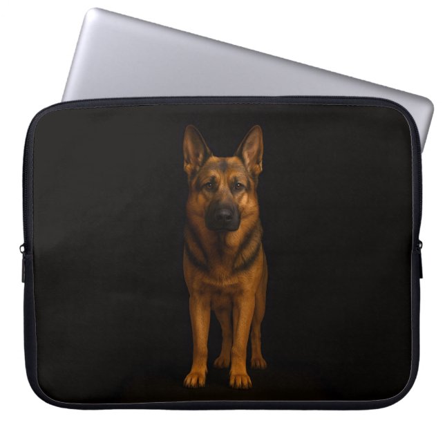 Black 4 Luxe Laptop Sleeve, German Shepherd Dog Laptop Sleeve (Front)