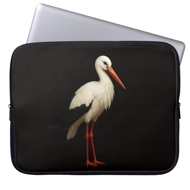 Black 4 Luxe Laptop Sleeve, Graceful Stork Sleeve (Front)