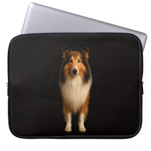 Black 4 Luxe Laptop Sleeve, Loyal Collie Dog Sleeve