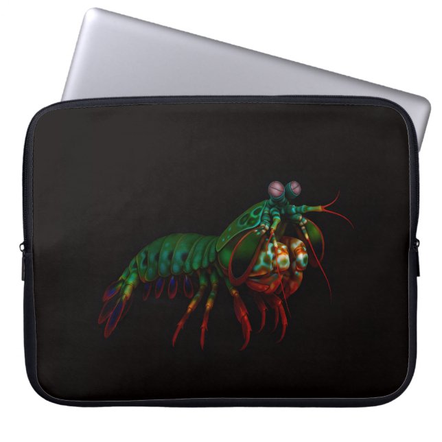 Black 4 Luxe Laptop Sleeve, Mantis Shrimp Laptop Sleeve (Front)