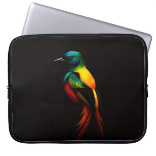 Black 4 Luxe Laptop Sleeve, Rainbow Tropical Bird Sleeve