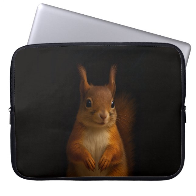 Black 4 Luxe Laptop Sleeve, Red Squirrel Sleeve (Front)