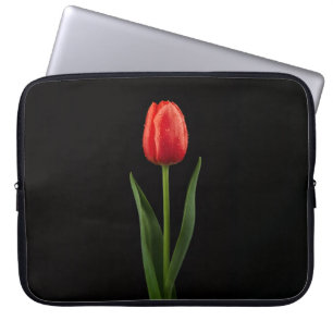 Black 4 Luxe Laptop Sleeve, Ruby Red Tulip Sleeve