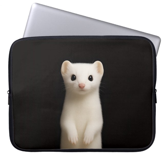 Black 4 Luxe Laptop Sleeve, Stylish Ermine Laptop Sleeve (Front)