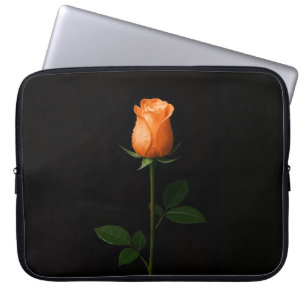 Black 4 Luxe Laptop Sleeve, Sunset Orange Rose Sleeve
