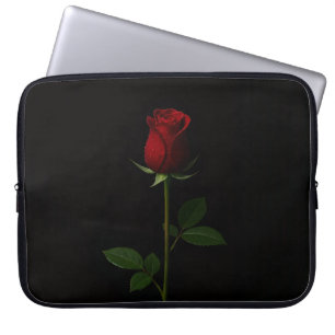 Black 4 Luxe Laptop Sleeve, Velvet Red Rose Sleeve
