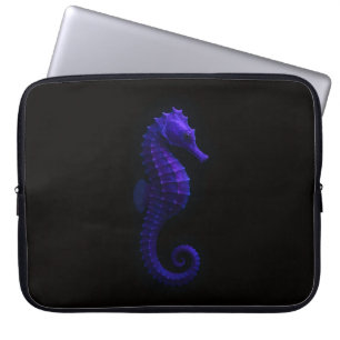 Black 4 Luxe Laptop Sleeve, Violet Blue Seahorse Sleeve