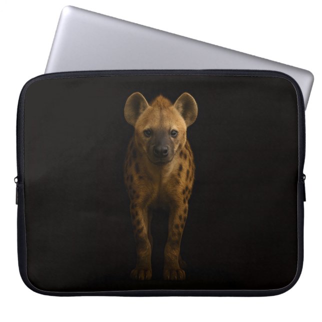 Black 4 Luxe Laptop Sleeve, Wild Spotted Hyena Laptop Sleeve (Front)