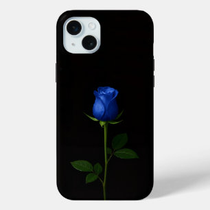 Black 4 Luxe, Midnight Blue Rose iPhone 15 Plus Mini Case