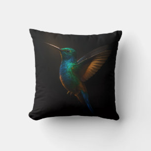Black 4 Luxe MoJo Pillow, Flying Hummingbird Cushion