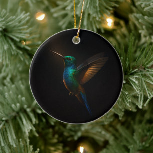 Black 4 Luxe Ornament with Hummingbird Flying