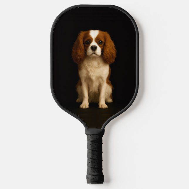 Black 4 Luxe Pickleball Paddle, Cavalier Spaniel Pickleball Paddle (Front)