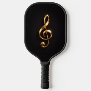 Black 4 Luxe Pickleball Paddle, Golden Treble Clef Paddle