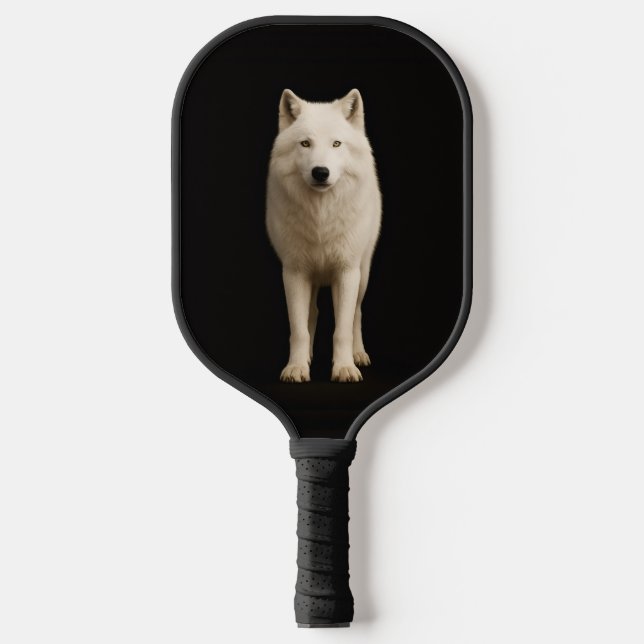 Black 4 Luxe Pickleball Paddle, Ivory Arctic Wolf Paddle (Front)