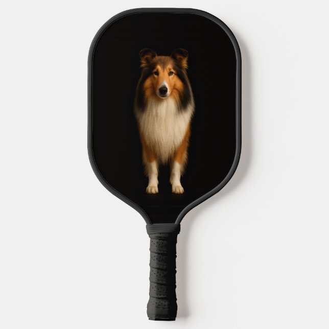 Black 4 Luxe Pickleball Paddle, Loyal Collie Dog Pickleball Paddle (Back)