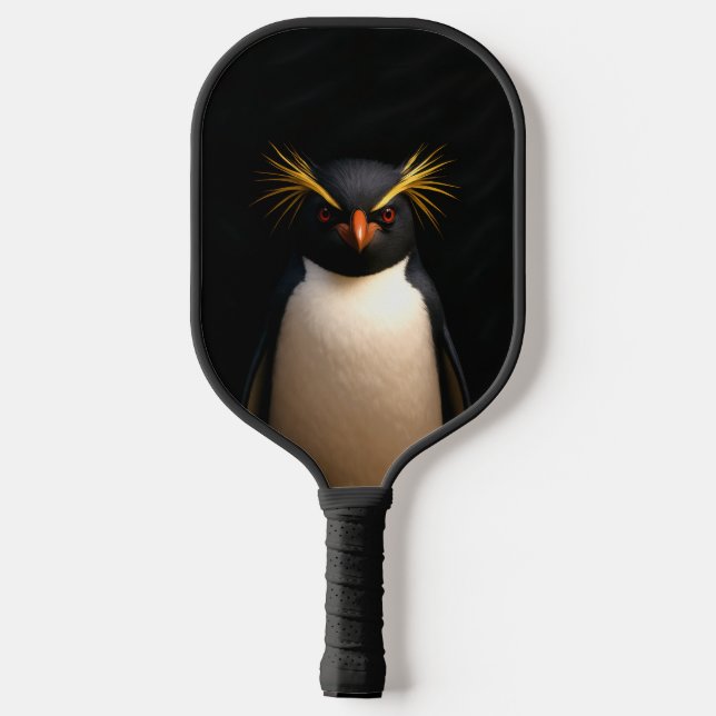 Black 4 Luxe Pickleball Paddle, Rockhopper Penguin Paddle (Back)
