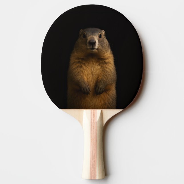 Black 4 Luxe ping pong paddle, Fluffy Marmot Paddle (Back)