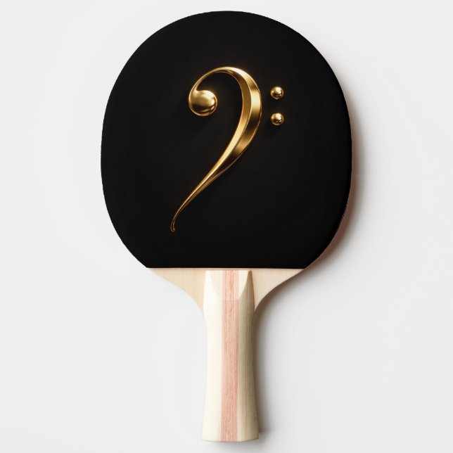 Black 4 Luxe ping pong paddle, Golden Bass Clef Ping Pong Paddle (Front)