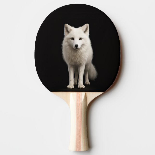 Black 4 Luxe ping pong paddle, Ivory Arctic Fox Paddle (Back)