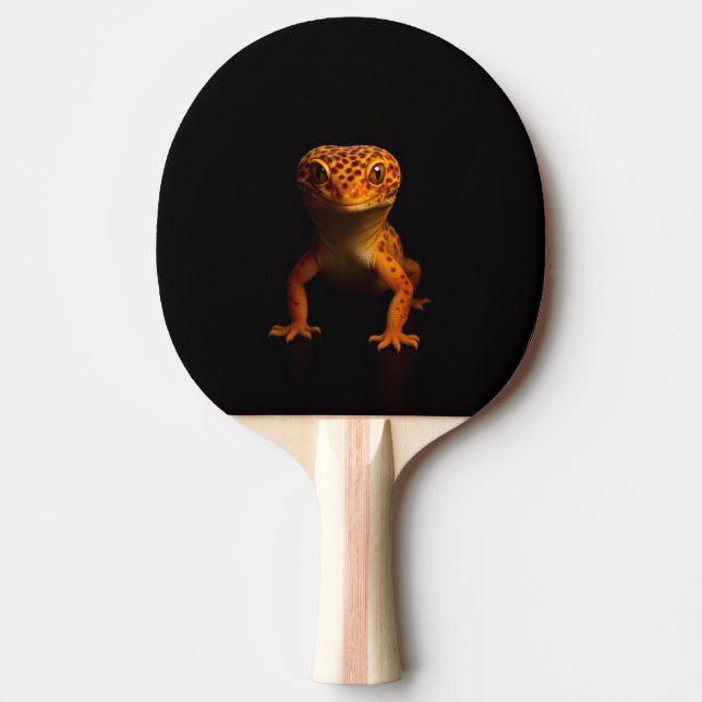 Black 4 Luxe ping pong paddle, Leopard Gecko Paddle (Front)