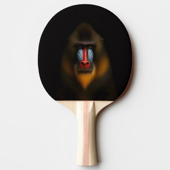 Black 4 Luxe ping pong paddle, Mandrill Monkey Ping Pong Paddle (Back)