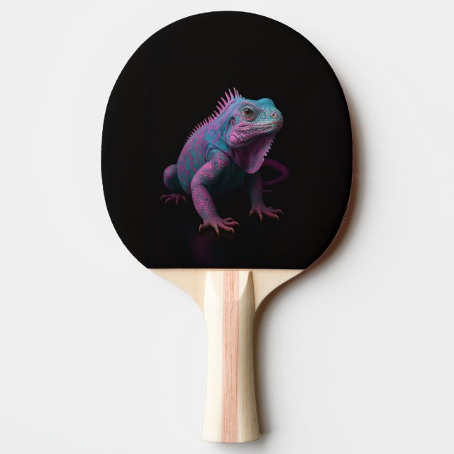 Black 4 Luxe ping pong paddle, Pink Iguana Paddle (Back)