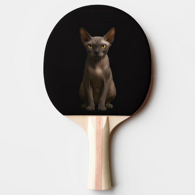 Black 4 Luxe ping pong paddle, Sphynx Cat Paddle (Back)