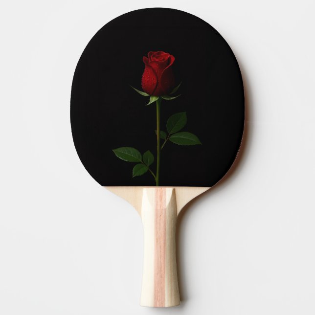 Black 4 Luxe ping pong paddle, Velvet Red Rose Paddle (Back)