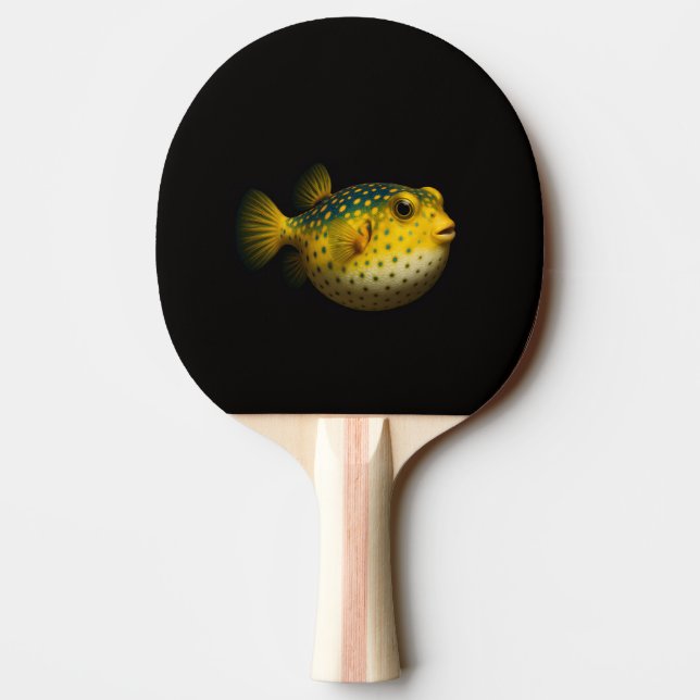 Black 4 Luxe ping pong paddle, Yellow Putterfish Ping Pong Paddle (Back)
