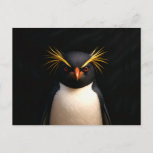 Black 4 Luxe Postcard with Rockhopper Penguin