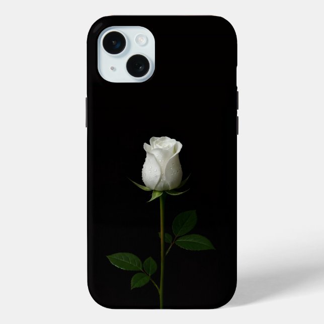 Black 4 Luxe, Pure White Rose iPhone 15 Plus Case-Mate iPhone Case (Back)
