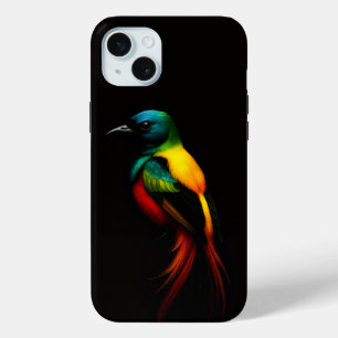 Black 4 Luxe, Rainbow Tail, Tropical Bird iPhone 15 Mini Case