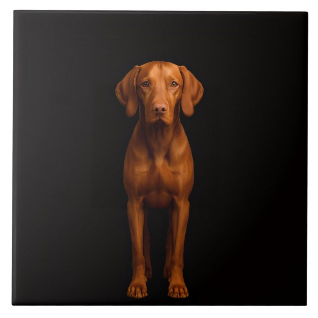 Black 4 Luxe Tile with Agile Vizsla Dog (Front)
