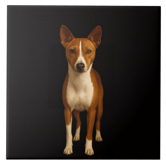 Black 4 Luxe Tile with Classy Basenji Dog (Front)